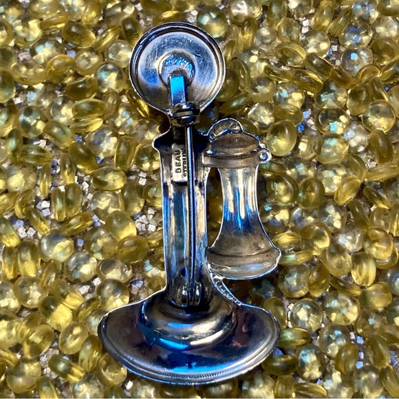 BEAU Sterling Candlestick Phone Brooch - Picture 3 of 8